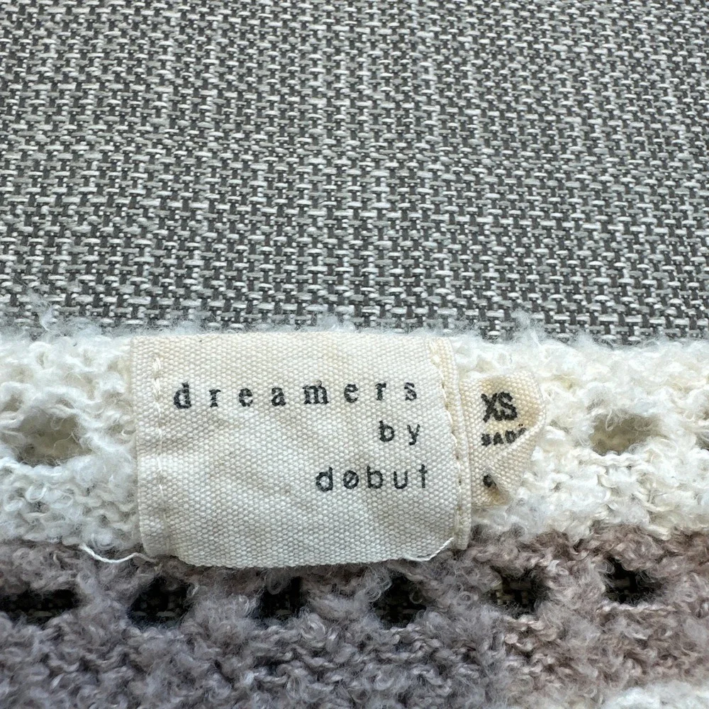 Coastal Boho Open Knit Cropped Sweater‎ XS Indie Ethereal Euro Layering Oversize
